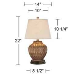 360 Lighting Accent Table Lamp With USB And AC Power Outlet Workstation Charging Base 22" High Warm Bronze Drum Shade Living Room Desk -Adesso Sales Store GUEST 712f942a f32c 449b a263 981ffcb1cc43