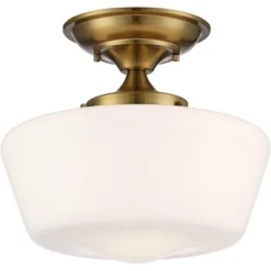 Regency Hill Rustic Farmhouse Ceiling Light Semi Flush Mount Fixture 12" Wide Soft Gold Opal White Glass For Bedroom Kitchen Living Room Hallway House -Adesso Sales Store GUEST 7174665e 0d12 416c be43 b8d4f8e8f35c