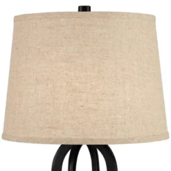 360 Lighting Marcel Industrial Table Lamps 24 1/4" High Set Of 2 Black With USB Port LED Nightlight Burlap Drum Shade For Bedroom Living Room Desk -Adesso Sales Store GUEST 71872a2b b87b 4d09 8a34 aff7a30a0885