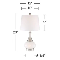 360 Lighting Serrena Modern Accent Table Lamp 23" High White Glass Brushed Nickel Metal With Nightlight Drum Shade For Bedroom Living Room House Home -Adesso Sales Store GUEST 71bc55df eec1 4246 a4a4 2c87c4d7a272