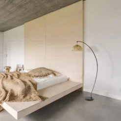 77" Metal And Rattan Bowl Boho Floor Lamp Black - River Of Goods -Adesso Sales Store GUEST 73473e06 8beb 4906 afd5 7b0ff80db810