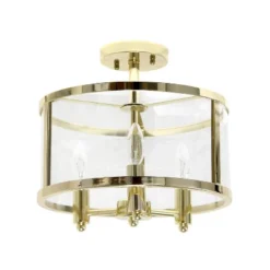 3-Light 13" Industrial Farmhouse Glass/Metallic Accented Semi-flushmount Ceiling Light - Lalia Home -Adesso Sales Store GUEST 741c1288 9400 4fc0 aab9 206cc93a51d4