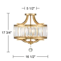 Vienna Full Spectrum Prava Modern Ceiling Light Semi Flush Mount Fixture 16 1/2" Wide Warm Brass 4-Light Crystal Drum For Bedroom Kitchen Living Room -Adesso Sales Store GUEST 7495e649 f8f4 4455 9782 b4a3fe85cf9f