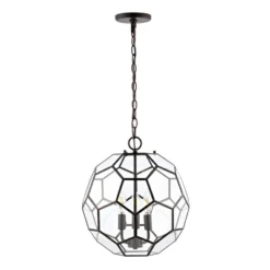 13.5" 3-Light Bee Modern Farmhouse Iron/Glass LED Pendant Oil Rubbed Bronze/Clear - JONATHAN Y -Adesso Sales Store GUEST 7528300a fa32 4f44 b3b2 a56d27caec0c