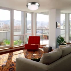 360 Lighting Modern Ceiling Light Flush Mount Fixture 13" Wide Brushed Nickel 2-Light Frosted Glass Dome Shade For Bedroom Kitchen Living Room Hallway -Adesso Sales Store GUEST 7642ea5e 7e6f 4ebe a62c 10b631419d65