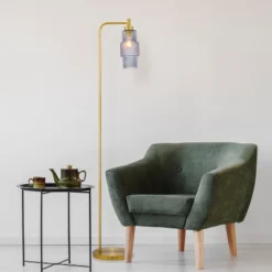 63" Kyra Pillar Shade Floor Lamp Blue/Gold - River Of Goods -Adesso Sales Store GUEST 768ea114 13a4 4483 b73e 351bf09c4e2f