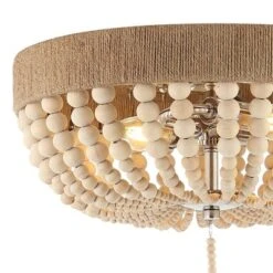 14" LED 2-Light Justina Wood Bead Iron Pendant Taupe/Chrome - JONATHAN Y -Adesso Sales Store GUEST 77d94c68 440e 4567 b079 0626e8425a85