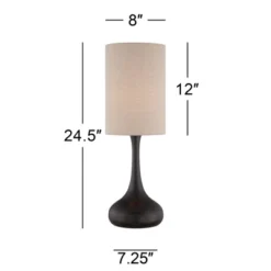 360 Lighting Modern Table Lamp 24.5" High Espresso Bronze Metal Droplet Linen Cylinder Shade For Living Room Family Bedroom Bedside Office -Adesso Sales Store GUEST 77d9bf4d d15e 4e22 9749 54a43be4a16e