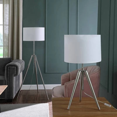 64" X 47" Mid-Century Adjustable Tripod Metal Floor Lamp Chrome/Silver - Ore International 3 64" X 47" Mid-Century Adjustable Tripod Metal Floor Lamp Chrome/Silver - Ore International - Image 3