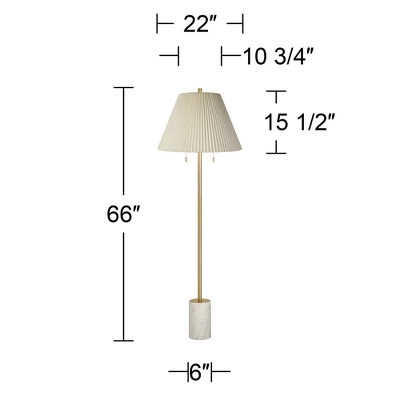 Possini Euro Design Milan Modern 66" Tall Floor Lamp Gold Metal Beige Pleated Empire Fabric Shade For Living Room Bedroom Office 5 Possini Euro Design Milan Modern 66" Tall Floor Lamp Gold Metal Beige Pleated Empire Fabric Shade For Living Room Bedroom Office - Image 5