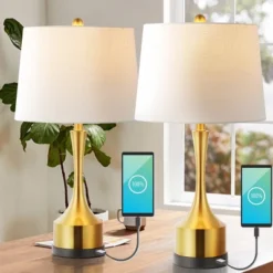 (Set Of 2) 26" Cooper Classic French Country Iron LED Table Lamp With USB Charging Port (Includes LED Light Bulb) - JONATHAN Y -Adesso Sales Store GUEST 79271914 4a1a 42b6 aa21 7da8c12cc312