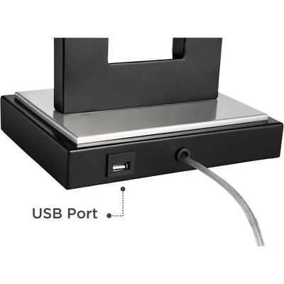 360 Lighting Neil Modern Table Lamp With White Marble Riser 26" High Two Tone USB Charging Port Rectangular Shade Bedroom For Bedroom Living Room Desk 4 360 Lighting Neil Modern Table Lamp With White Marble Riser 26" High Two Tone USB Charging Port Rectangular Shade Bedroom For Bedroom Living Room Desk - Image 4