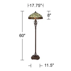Robert Louis Tiffany Traditional Floor Lamp 60" Tall Bronze Tiffany Style Leaf Pattern Stained Glass Shade For Living Room Reading Bedroom -Adesso Sales Store GUEST 7a52412e dc1d 4718 b489 9b3044fe607b