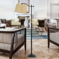 52" X 62.5" Adjustable Height Wilmington Metal Floor Lamp Dark Bronze - Cal Lighting