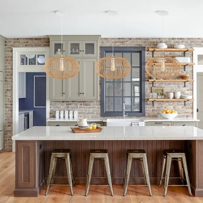 17.5" 1-Light Leo Farmhouse Coastal Rattan LED Pendant Brown - JONATHAN Y 7 17.5" 1-Light Leo Farmhouse Coastal Rattan LED Pendant Brown - JONATHAN Y - Image 7