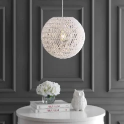 15.7" LED Woven Rattan Orb Pendant White - JONATHAN Y -Adesso Sales Store GUEST 7b4ad31e 0ce9 408f 8651 bedc1ddd0235