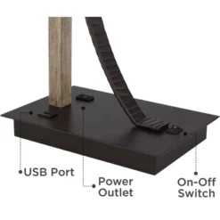 Franklin Iron Works Gentry Industrial Desk Lamp 22" High Oil Rubbed Bronze Faux Wood Cage With USB And AC Power Outlet In Base Oatmeal Shade For Desk -Adesso Sales Store GUEST 7c26c10f 43f5 4286 91c1 5e32e5ce519e