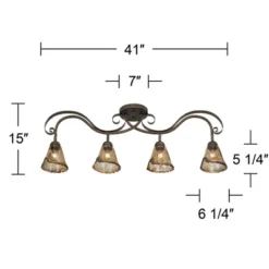 Pro Track 4-Head Ceiling Track Light Fixture Kit Adjustable Brown Bronze Finish Organic Amber Glass Western Kitchen Bathroom Living Room 41" Wide -Adesso Sales Store GUEST 7c81d4e5 d4e1 460e a608 15f4804b8e04
