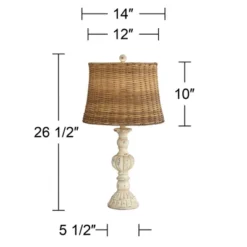 John Timberland Trinidad Country Cottage Table Lamps 26 1/2" High Set Of 2 Antique White Candlestick Rattan Tapered Drum Shade For Bedroom Living Room -Adesso Sales Store GUEST 7e86e852 2aaf 4268 b02e fe313d6ec044