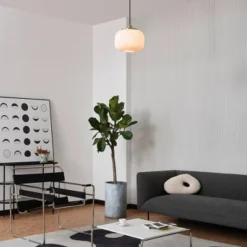 Novogratz X Globe Lily 1-Light Matte Brass Pendant Lighting With Frosted Ribbed Glass Shade - Globe Electric -Adesso Sales Store GUEST 8043a6a7 c16c 4ebb aab5 da6ab4ece662