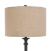 Tipton Farmhouse Iron Floor Lamp With Burlap Shade & Glass Table Bronze/Brown - StyleCraft
