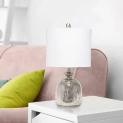 Mercury Hammered Glass Jar Table Lamp With Linen Shade Silver - Lalia Home -Adesso Sales Store GUEST 80e67ed3 9480 4f12 9c46 d4981640e740