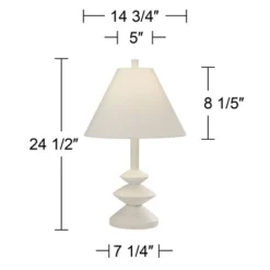 360 Lighting Modern Table Lamps 24 1/2" High Set Of 2 White Sculpture Fabric Cone Shade For Bedroom Living Room House Home Bedside Nightstand Office -Adesso Sales Store GUEST 816bce20 d614 49d0 9ef7 19521f5dc81b