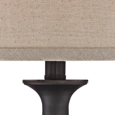 Regency Hill Ben Rustic Farmhouse Table Lamps 25" High Set Of 2 Dark Bronze Metal Beige Linen Drum Shade For Bedroom Living Room Bedside Nightstand 2 Regency Hill Ben Rustic Farmhouse Table Lamps 25" High Set Of 2 Dark Bronze Metal Beige Linen Drum Shade For Bedroom Living Room Bedside Nightstand - Image 2