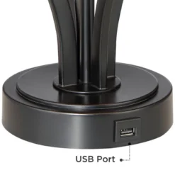 360 Lighting Heather Modern Table Lamps Set Of 2 With Square Risers 27 1/4" Tall Dark Iron USB Charging Port Burlap Drum Shade For Bedroom Living Room -Adesso Sales Store GUEST 82b51adb 2657 4bc0 abcb 3b14f25cd442