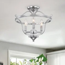15" X 15" X 13" Karl Semi Flush Mount Ceiling Light Silver - Warehouse Of Tiffany