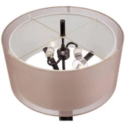 Franklin Iron Works Tristan Modern Floor Lamp 64" Tall Deep Bronze Metal Sheer Outer Linen Inner Double Drum Shade For Living Room Bedroom Office Home -Adesso Sales Store GUEST 8447128a 06b8 425b b152 22df1ae56f7a