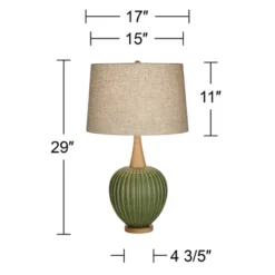 360 Lighting Sevilla 29" Tall Mid Century Modern End Table Lamp Green Ceramic Single Living Room Bedroom Bedside Nightstand House Oatmeal Shade -Adesso Sales Store GUEST 84bdbbfa 0fb5 45d3 9868 83538ca3b859