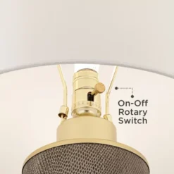 360 Lighting Gilson Modern Table Lamps 24 1/2" High Set Of 2 Gray Glaze Ceramic White Drum Shade For Bedroom Living Room Bedside Nightstand Office -Adesso Sales Store GUEST 84fe4c40 0933 4eec 989d 52935f9b0341