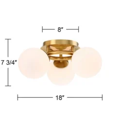 Possini Euro Design Modern Ceiling Light Flush Mount Fixture Brass 18" Wide 3-Light Frosted White Glass Globes Bedroom Living Room -Adesso Sales Store GUEST 853fb255 a8ab 4b8a 9534 3e41488f47a2