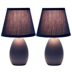 9.45" 2pk Petite Ceramic Oblong Bedside Table Desk Lamps With Matching Tapered Drum Shade Blue - Creekwood Home -Adesso Sales Store GUEST 8550a784 5a26 45a3 9f65 86da506a3e9e