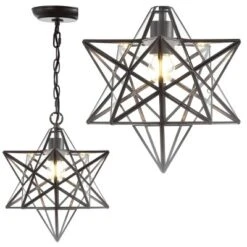 12" Stella Moravian Star Metal/Clear Glass LED Pendant - Jonathan Y -Adesso Sales Store GUEST 85dbeb50 172a 45a2 a25f ed3371140664