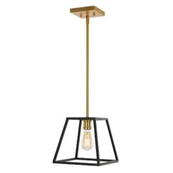 9.25" 1-Light Girard Farmhouse Industrial Iron LED Pendant Black/Brass Gold - JONATHAN Y -Adesso Sales Store GUEST 866440b6 804e 4853 b278 42d4c06be3ec