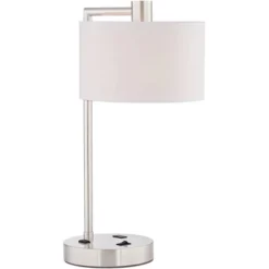 360 Lighting Colby Modern Desk Lamps 21" High Set Of 2 Brushed Nickel With USB And AC Power Outlet In Base White Linen Drum Shade For Bedroom Office -Adesso Sales Store GUEST 86792dc3 db4e 49d0 bc61 cc6c9a1e23d5