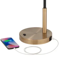 360 Lighting Colborne Modern Mid Century Desk Table Lamp 28" Tall Antique Brass Black With USB Charging Port LED For Bedroom Living Room Bedside Kids -Adesso Sales Store GUEST 86a563e5 0152 41a0 be97 a09f9236d93f