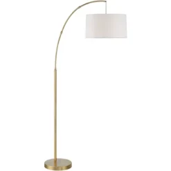 360 Lighting Cora Modern Arc Floor Lamp Standing 72" Tall Brass Metal White Linen Drum Shade Decor For Living Room Reading Bedroom Office House Home -Adesso Sales Store GUEST 86dc9661 4765 4efc 872e 74d306035964
