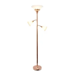 3 Light Floor Lamp With Scalloped Glass Shade Rose Gold - Elegant Designs
