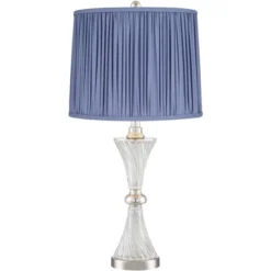 Regency Hill Luca Modern Table Lamps Set Of 2 25 1/2" High Twisted Glass With USB Charging Port Blue Shirred Shade For Bedroom Living Room Desk Office -Adesso Sales Store GUEST 880ef1a0 4fed 4512 ae4c 3a372f00034d