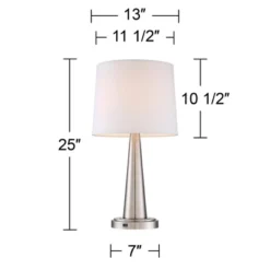 360 Lighting Karla Modern Table Lamps 25" High Set Of 2 Brushed Steel Column With USB Charging Port White Fabric Shade For Bedroom Living Room Desk -Adesso Sales Store GUEST 885eca65 547e 4dde bd6d 7fcb78d93b6f