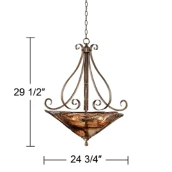 Franklin Iron Works Amber Scroll Golden Bronze Pendant Chandelier 24 3/4" Wide Rustic Art Glass Bowl 3-Light Fixture For Dining Room Kitchen Island -Adesso Sales Store GUEST 88e9208f d019 4405 96c3 50bee9c87493