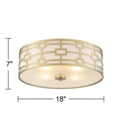 Stiffel Modern Art Deco Ceiling Light Flush Mount Fixture Gold 18" Wide Open Grid Fabric Drum Shade Bedroom Kitchen -Adesso Sales Store GUEST 8945853b 9ee4 4be0 bb6c 0ad0db490c4a