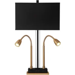 Possini Euro Design Griffin Modern Gooseneck Desk Lamp 31" Tall Gold With USB Charging Port Black Metal Rectangular Shade For Bedroom Living Room Kids -Adesso Sales Store GUEST 8961ed33 5970 4a22 a9a6 17f870e7a3a0