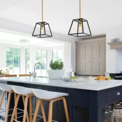 9.25" 1-Light Girard Farmhouse Industrial Iron LED Pendant Black/Brass Gold - JONATHAN Y -Adesso Sales Store GUEST 8a2663db cb17 4a45 863f c5dafc063370