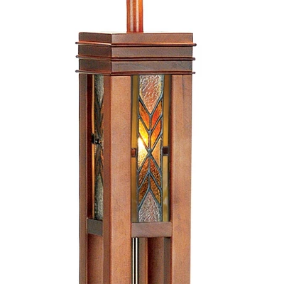 Robert Louis Tiffany Mission Floor Lamp With Nightlight 62.5" Tall Walnut Wood Column Stained Glass Shade For Living Room Reading Bedroom 4 Robert Louis Tiffany Mission Floor Lamp With Nightlight 62.5" Tall Walnut Wood Column Stained Glass Shade For Living Room Reading Bedroom - Image 4