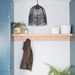 10" 1-Light Zola Pendant Rattan Black - River Of Goods -Adesso Sales Store GUEST 8b081855 c29a 42d8 8a5f 3db60d50864e