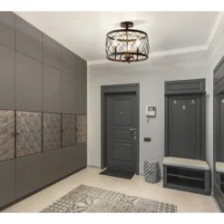 15" Eleanor Metal LED Semi Flush Mount Ceiling Light Black (Includes Energy Efficient Light Bulb) - JONATHAN Y -Adesso Sales Store GUEST 8b608e10 e7dc 45d0 b225 9acae3447044